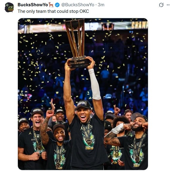 NBA杯冠军🦌雄鹿自媒体：我们是唯一能阻止雷霆夺冠的球队