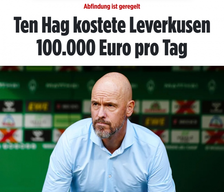 💸日入10万欧！滕哈赫下课解约金500万欧，两个月工资近100万欧